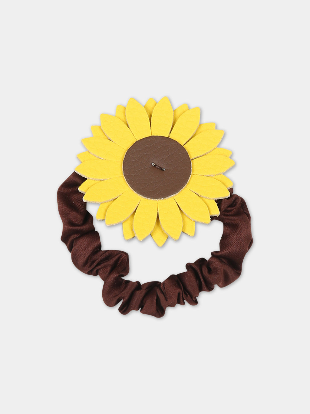 Brown scrunchy for girl with sunflower